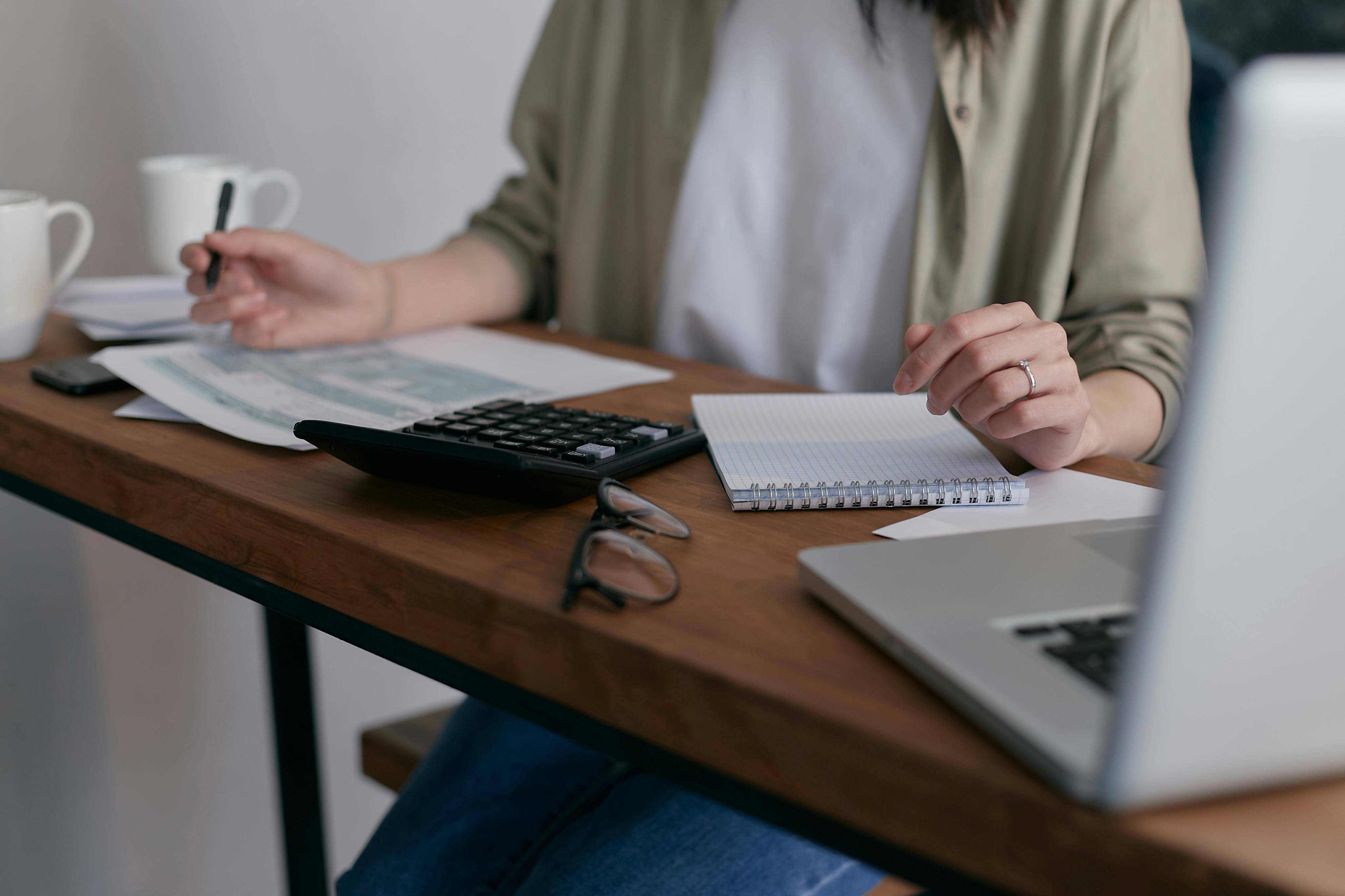 close up of person working at desk